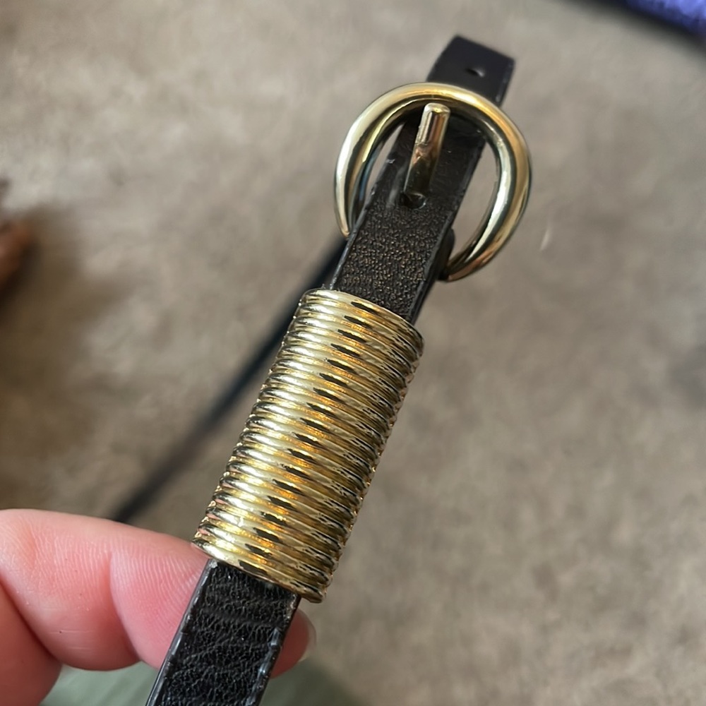 leather belt gold and black size 10